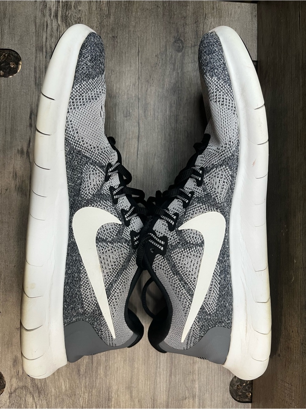 Nike Gray & White Knit Training Sneakers